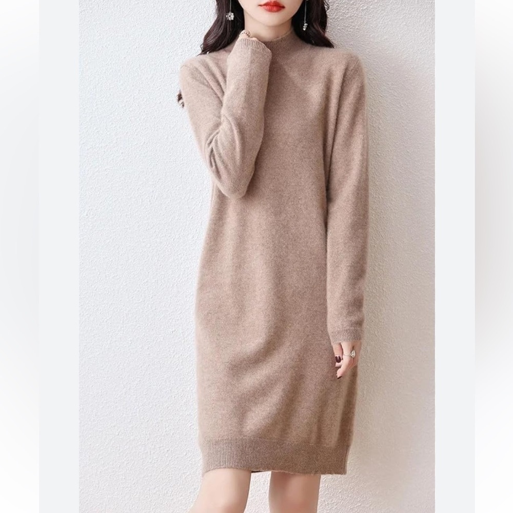 Renee C Heathered Rose Long Sleeve Crew Neck Sweater Dress Size S